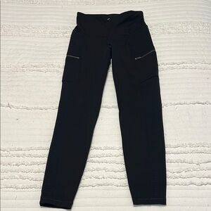 Sleek Black Leggings with Ribbed Accents